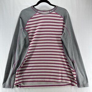 Patagonia Top Womens L Capilene 3 Midweight Polartec Stripe Athletic  Gray